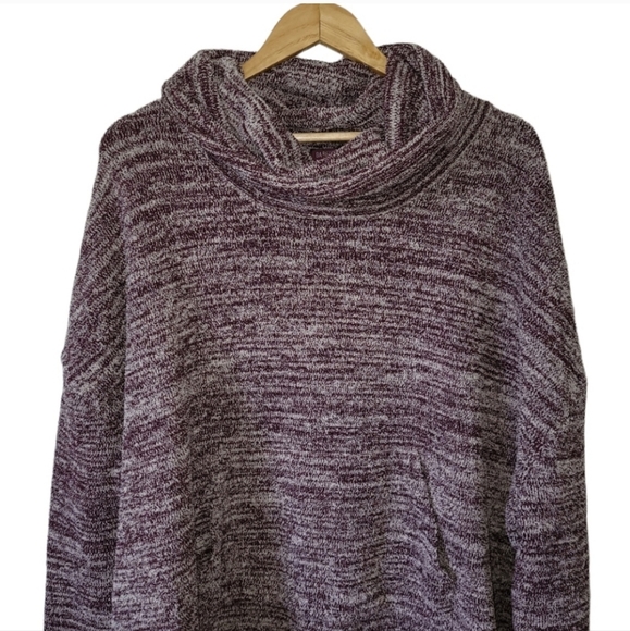 EUC Barefoot Dreams Cozychic Funnel Neck Pullover Red Wine Marled Oversized OS - Picture 4 of 14